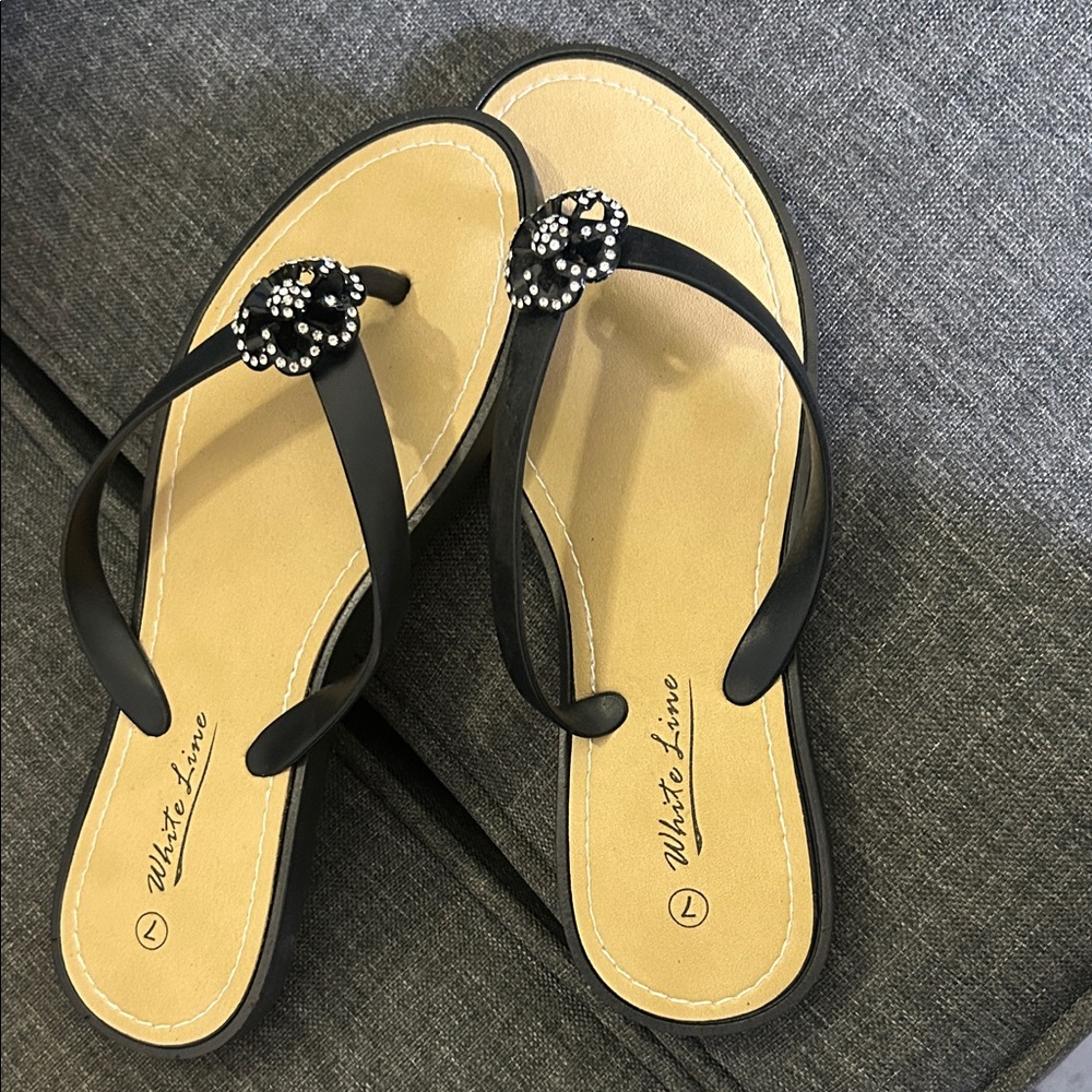 Black Sandals with Decorative Straps